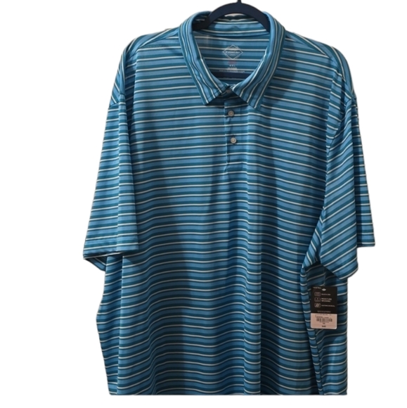 ST. JOHNS BAY BRAND MEN'S BIG & TALL BLUE STRIPED SHORT SLEEVE POLO SIZE 4XL - Picture 2 of 13